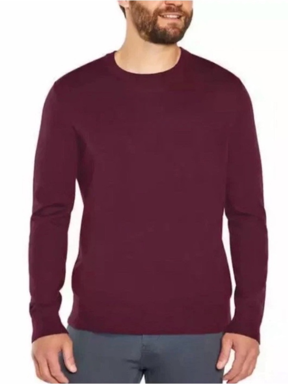 NWT Banana Republic Men’s Crew Neck 100% Marino Wool Sweater XXL Maroon Burgundy